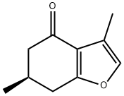 (R)-6,7-ジヒドロ-3,6-ジメチルベンゾフラン-4(5H)-オン 化学構造式