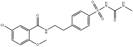 1-[[4-[2-(5-クロロ-2-メトキシフェニルカルボニルアミノ)エチル]フェニル]スルホニル]-3-メチル尿素 化学構造式