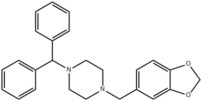 1-(1,3-ベンゾジオキソール-5-イルメチル)-4-(ジフェニルメチル)ピペラジン 化学構造式