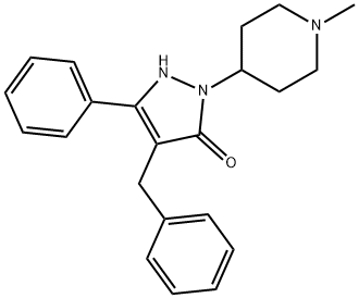1,2-ジヒドロ-2-(1-メチル-4-ピペリジニル)-5-フェニル-4-ベンジル-3H-ピラゾール-3-オン 化学構造式