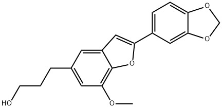 2-(1,3-ベンゾジオキソール-5-イル)-7-メトキシ-5-ベンゾフラン-(1-プロパノール) 化学構造式