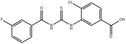 4-CHLORO-3-[[[(3-FLUOROBENZOYL)AMINO]THIOXOMETHYL]AMINO]-BENZOIC ACID Struktur