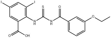 2-[[[(3-ETHOXYBENZOYL)AMINO]THIOXOMETHYL]AMINO]-3,5-DIIODO-BENZOIC ACID Struktur