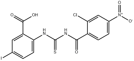2-[[[(2-CHLORO-4-NITROBENZOYL)AMINO]THIOXOMETHYL]AMINO]-5-IODO-BENZOIC ACID Structure