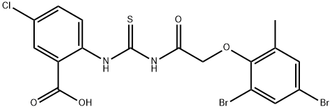 5-CHLORO-2-[[[[(2,4-DIBROMO-6-METHYLPHENOXY)ACETYL]AMINO]THIOXOMETHYL]AMINO]-BENZOIC ACID 结构式