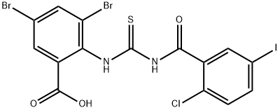 3,5-DIBROMO-2-[[[(2-CHLORO-5-IODOBENZOYL)AMINO]THIOXOMETHYL]AMINO]-BENZOIC ACID Struktur