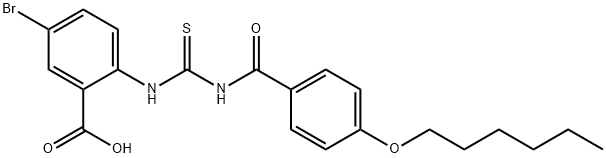 5-BROMO-2-[[[[4-(HEXYLOXY)BENZOYL]AMINO]THIOXOMETHYL]AMINO]-BENZOIC ACID Struktur