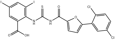 2-[[[[[5-(2,5-DICHLOROPHENYL)-2-FURANYL]CARBONYL]AMINO]THIOXOMETHYL]AMINO]-3,5-DIIODO-BENZOIC ACID Struktur