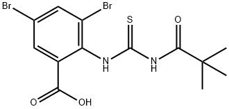 3,5-DIBROMO-2-[[[(2,2-DIMETHYL-1-OXOPROPYL)AMINO]THIOXOMETHYL]AMINO]-BENZOIC ACID Struktur