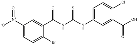 5-[[[(2-BROMO-5-NITROBENZOYL)AMINO]THIOXOMETHYL]AMINO]-2-CHLORO-BENZOIC ACID 结构式