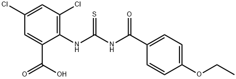 3,5-DICHLORO-2-[[[(4-ETHOXYBENZOYL)AMINO]THIOXOMETHYL]AMINO]-BENZOIC ACID Struktur