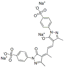 trisodium p-[4,5-dihydro-3-methyl-4-[1-methyl-3-[3-methyl-5-oxido-1-(4-sulphonatophenyl)-1H-pyrazol-4-yl]allylidene]-5-oxo-1H-pyrazol-1-yl]benzenesulphonate Struktur