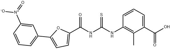 2-METHYL-3-[[[[[5-(3-NITROPHENYL)-2-FURANYL]CARBONYL]AMINO]THIOXOMETHYL]AMINO]-BENZOIC ACID Struktur