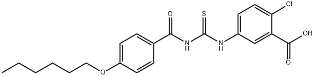 2-CHLORO-5-[[[[4-(HEXYLOXY)BENZOYL]AMINO]THIOXOMETHYL]AMINO]-BENZOIC ACID Struktur
