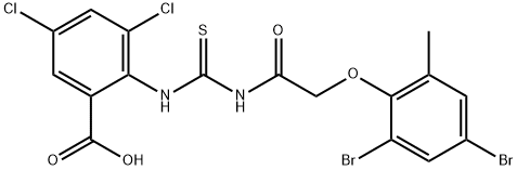 3,5-DICHLORO-2-[[[[(2,4-DIBROMO-6-METHYLPHENOXY)ACETYL]AMINO]THIOXOMETHYL]AMINO]-BENZOIC ACID Structure