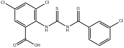 3,5-DICHLORO-2-[[[(3-CHLOROBENZOYL)AMINO]THIOXOMETHYL]AMINO]-BENZOIC ACID Structure