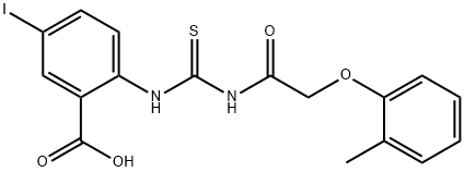 5-IODO-2-[[[[(2-METHYLPHENOXY)ACETYL]AMINO]THIOXOMETHYL]AMINO]-BENZOIC ACID Struktur