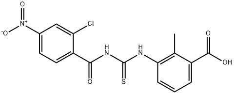 3-[[[(2-CHLORO-4-NITROBENZOYL)AMINO]THIOXOMETHYL]AMINO]-2-METHYL-BENZOIC ACID Struktur