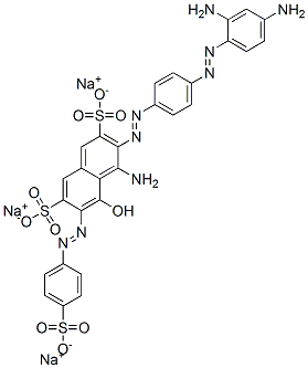 trisodium 4-amino-3-[[4-[(2,4-diaminophenyl)azo]phenyl]azo]-5-hydroxy-6-[(4-sulphonatophenyl)azo]naphthalene-2,7-disulphonate Struktur