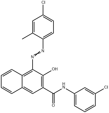 4-(4-クロロ-2-メチルフェニルアゾ)-N-(3-クロロフェニル)-3-ヒドロキシ-2-ナフタレンカルボアミド 化学構造式