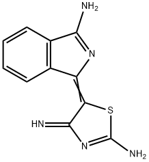 1-(2-アミノ-4-イミノチアゾール-5(4H)-イリデン)-1H-イソインドール-3-アミン 化学構造式