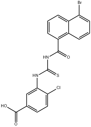 3-[[[[(5-BROMO-1-NAPHTHALENYL)CARBONYL]AMINO]THIOXOMETHYL]AMINO]-4-CHLORO-BENZOIC ACID Structure