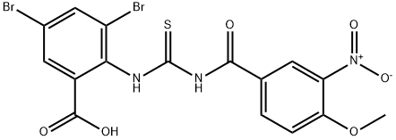 3,5-DIBROMO-2-[[[(4-METHOXY-3-NITROBENZOYL)AMINO]THIOXOMETHYL]AMINO]-BENZOIC ACID Structure