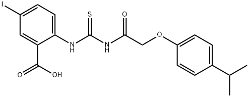 5-IODO-2-[[[[[4-(1-METHYLETHYL)PHENOXY]ACETYL]AMINO]THIOXOMETHYL]AMINO]-BENZOIC ACID Struktur