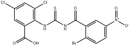 2-[[[(2-BROMO-5-NITROBENZOYL)AMINO]THIOXOMETHYL]AMINO]-3,5-DICHLORO-BENZOIC ACID Structure