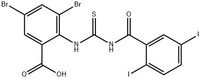 3,5-DIBROMO-2-[[[(2,5-DIIODOBENZOYL)AMINO]THIOXOMETHYL]AMINO]-BENZOIC ACID Struktur
