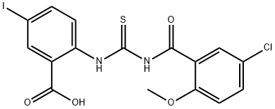 2-[[[(5-CHLORO-2-METHOXYBENZOYL)AMINO]THIOXOMETHYL]AMINO]-5-IODO-BENZOIC ACID 结构式
