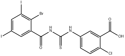 5-[[[(2-BROMO-3,5-DIIODOBENZOYL)AMINO]THIOXOMETHYL]AMINO]-2-CHLORO-BENZOIC ACID Struktur