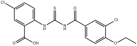 5-CHLORO-2-[[[(3-CHLORO-4-ETHOXYBENZOYL)AMINO]THIOXOMETHYL]AMINO]-BENZOIC ACID Struktur