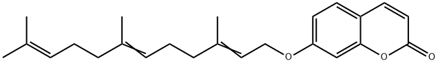 7-[(2E,6E)-3,7,11-trimethyldodeca-2,6,10-trienoxy]chromen-2-one Struktur