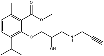 3-[2-ヒドロキシ-3-(2-プロピニルアミノ)プロポキシ]-p-シメン-2-カルボン酸メチル 化学構造式