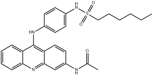 N-[4-[(3-アセチルアミノ-9-アクリジニル)アミノ]フェニル]-1-ヘキサンスルホンアミド 化学構造式