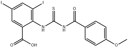 3,5-DIIODO-2-[[[(4-METHOXYBENZOYL)AMINO]THIOXOMETHYL]AMINO]-BENZOIC ACID 结构式