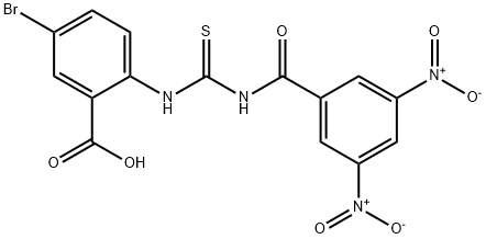 5-BROMO-2-[[[(3,5-DINITROBENZOYL)AMINO]THIOXOMETHYL]AMINO]-BENZOIC ACID 结构式