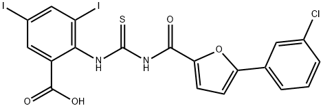 2-[[[[[5-(3-CHLOROPHENYL)-2-FURANYL]CARBONYL]AMINO]THIOXOMETHYL]AMINO]-3,5-DIIODO-BENZOIC ACID 结构式