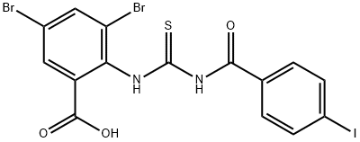 3,5-DIBROMO-2-[[[(4-IODOBENZOYL)AMINO]THIOXOMETHYL]AMINO]-BENZOIC ACID 结构式