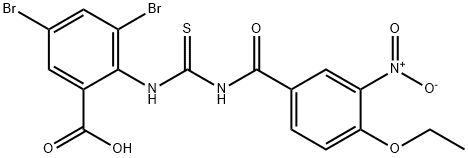 3,5-DIBROMO-2-[[[(4-ETHOXY-3-NITROBENZOYL)AMINO]THIOXOMETHYL]AMINO]-BENZOIC ACID Struktur