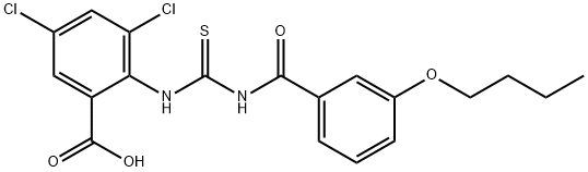 2-[[[(3-BUTOXYBENZOYL)AMINO]THIOXOMETHYL]AMINO]-3,5-DICHLORO-BENZOIC ACID Structure