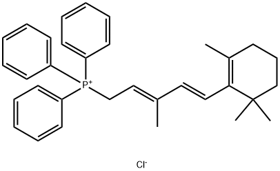 [(2E,4E)-3-メチル-5-(2,6,6-トリメチル-1-シクロヘキセン-1-イル)-2,4-ペンタジエニル]トリフェニルホスホニウム・クロリド 化学構造式