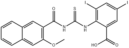 3,5-DIIODO-2-[[[[(3-METHOXY-2-NAPHTHALENYL)CARBONYL]AMINO]THIOXOMETHYL]AMINO]-BENZOIC ACID Structure