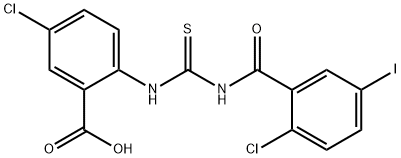 5-CHLORO-2-[[[(2-CHLORO-5-IODOBENZOYL)AMINO]THIOXOMETHYL]AMINO]-BENZOIC ACID Struktur