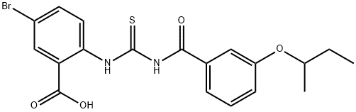 5-BROMO-2-[[[[3-(1-METHYLPROPOXY)BENZOYL]AMINO]THIOXOMETHYL]AMINO]-BENZOIC ACID Struktur