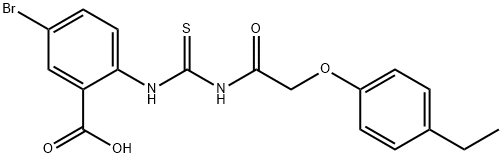 5-BROMO-2-[[[[(4-ETHYLPHENOXY)ACETYL]AMINO]THIOXOMETHYL]AMINO]-BENZOIC ACID 结构式