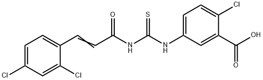 2-CHLORO-5-[[[[3-(2,4-DICHLOROPHENYL)-1-OXO-2-PROPENYL]AMINO]THIOXOMETHYL]AMINO]-BENZOIC ACID 结构式