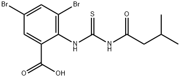 3,5-DIBROMO-2-[[[(3-METHYL-1-OXOBUTYL)AMINO]THIOXOMETHYL]AMINO]-BENZOIC ACID 结构式