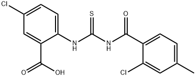 5-CHLORO-2-[[[(2-CHLORO-4-METHYLBENZOYL)AMINO]THIOXOMETHYL]AMINO]-BENZOIC ACID 结构式